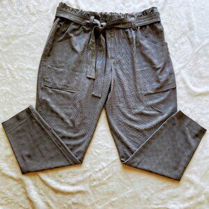 Athleta Plaid Skyline Ankle Pants Paper Bag Gray Belted Womens Sz 14 New wo Tag